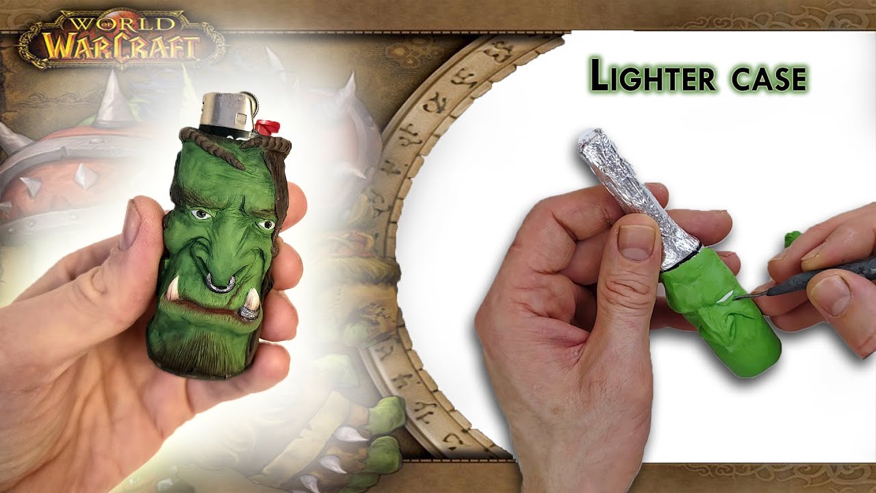 ORC BIC Lighter Case / Polymer Clay Tutorial ASMR| Warcraft Inspired Design