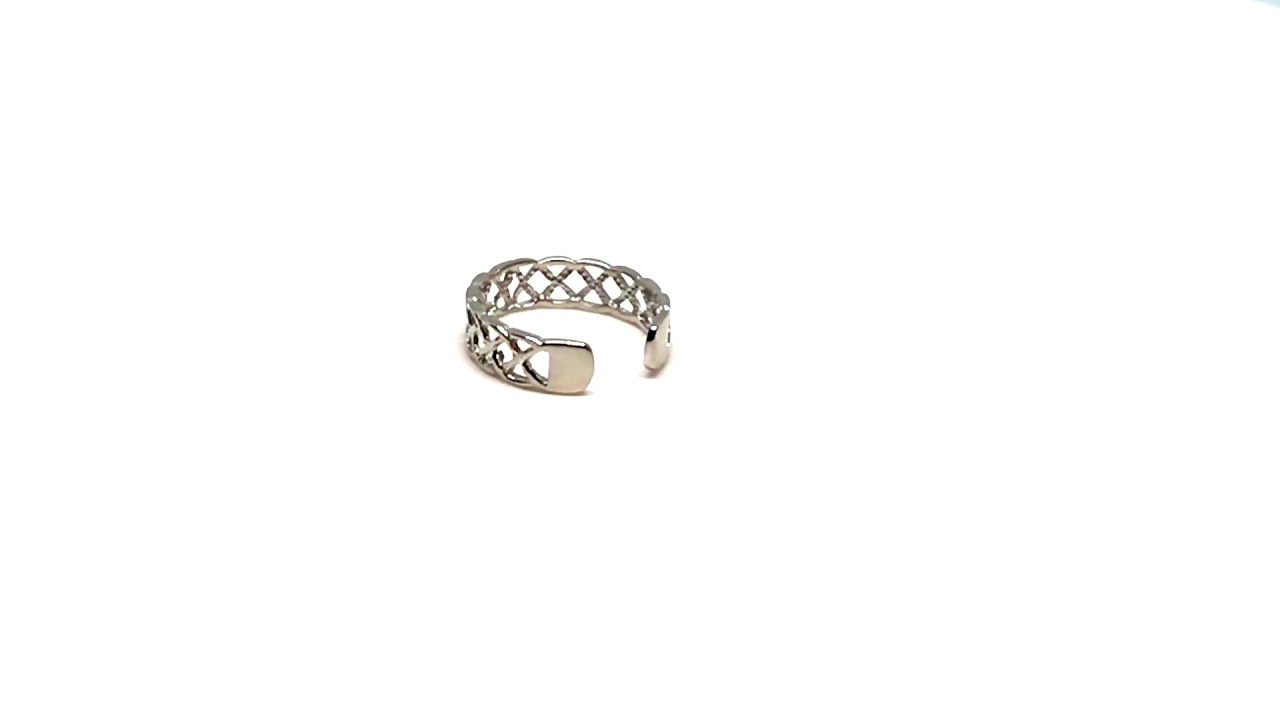 14K White Gold Celtic Knot Weave Design Cuff Style Adjustable Toe Ring