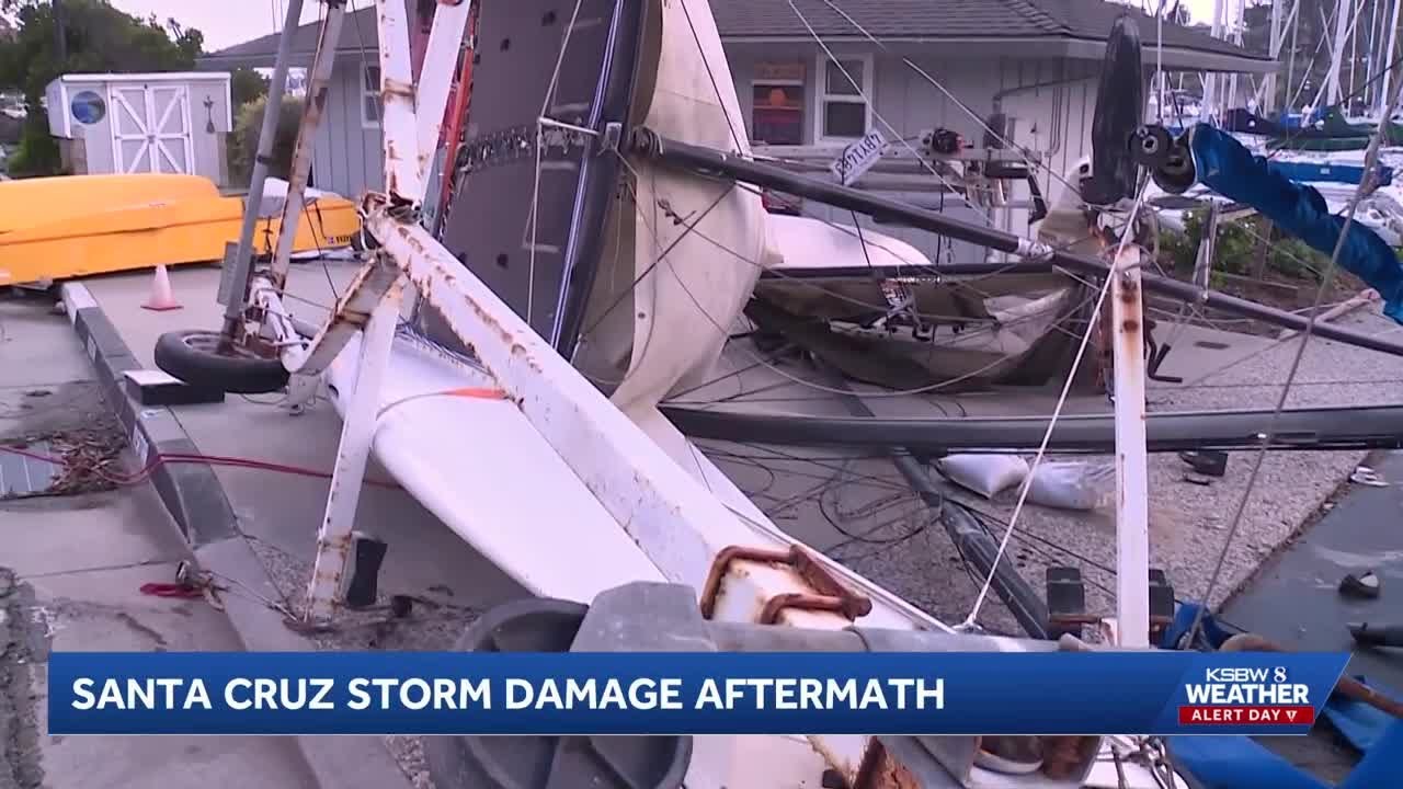 Santa Cruz Harbor hit by 91 mph gusts, leaving storm damage and repairs underway