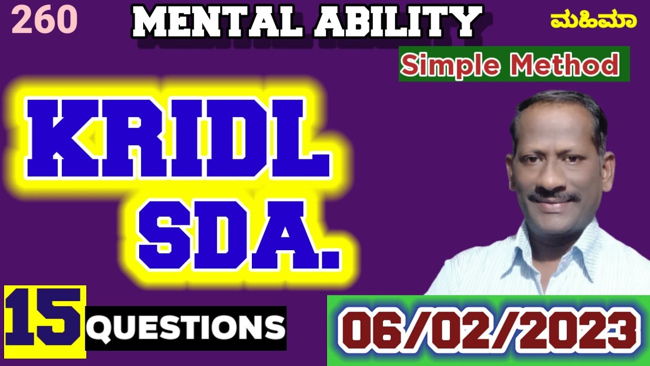KRIDL SDA 2023/MENTAL ABILITY/SDA/FDA/CIVIL PC/DAR PC/PSI/RSI/ Questions solved with simple tricks