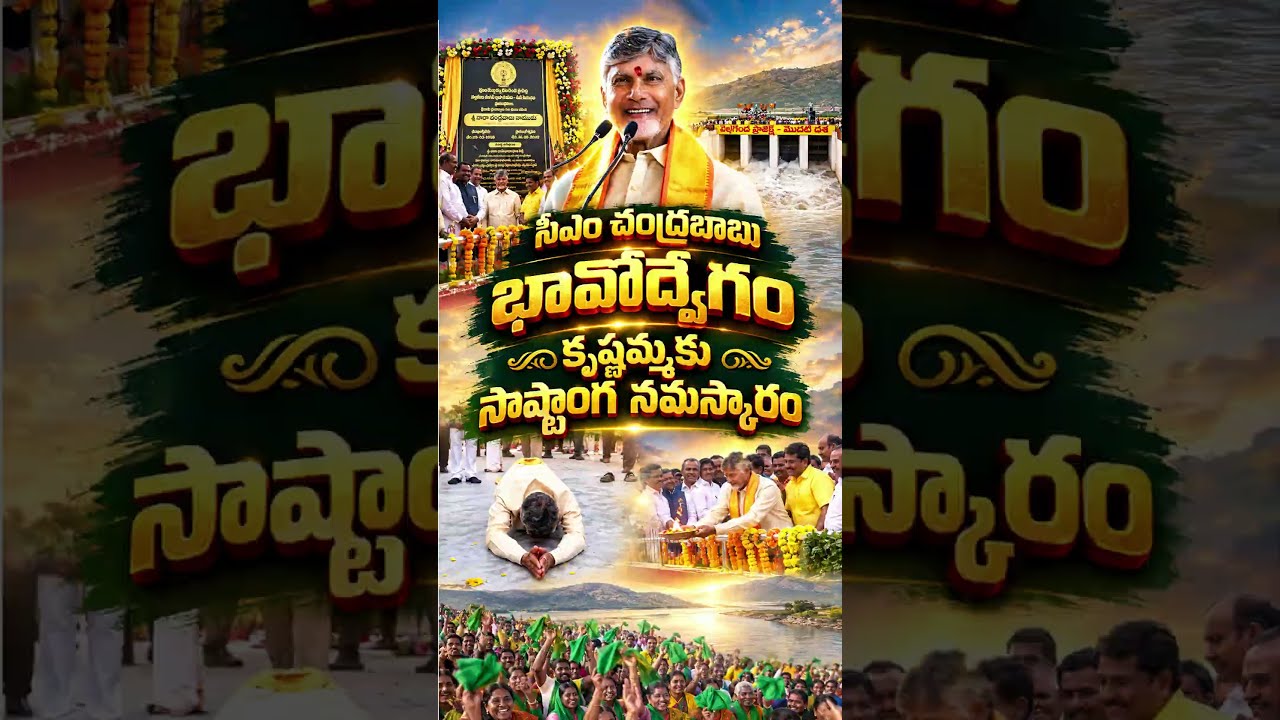 చంద్రబాబు భావోద్వేగం కృష్ణమ్మకు సాష్టాంగ నమస్కారం#VeligondaProject #ChandrababuNaidu #Markapuram