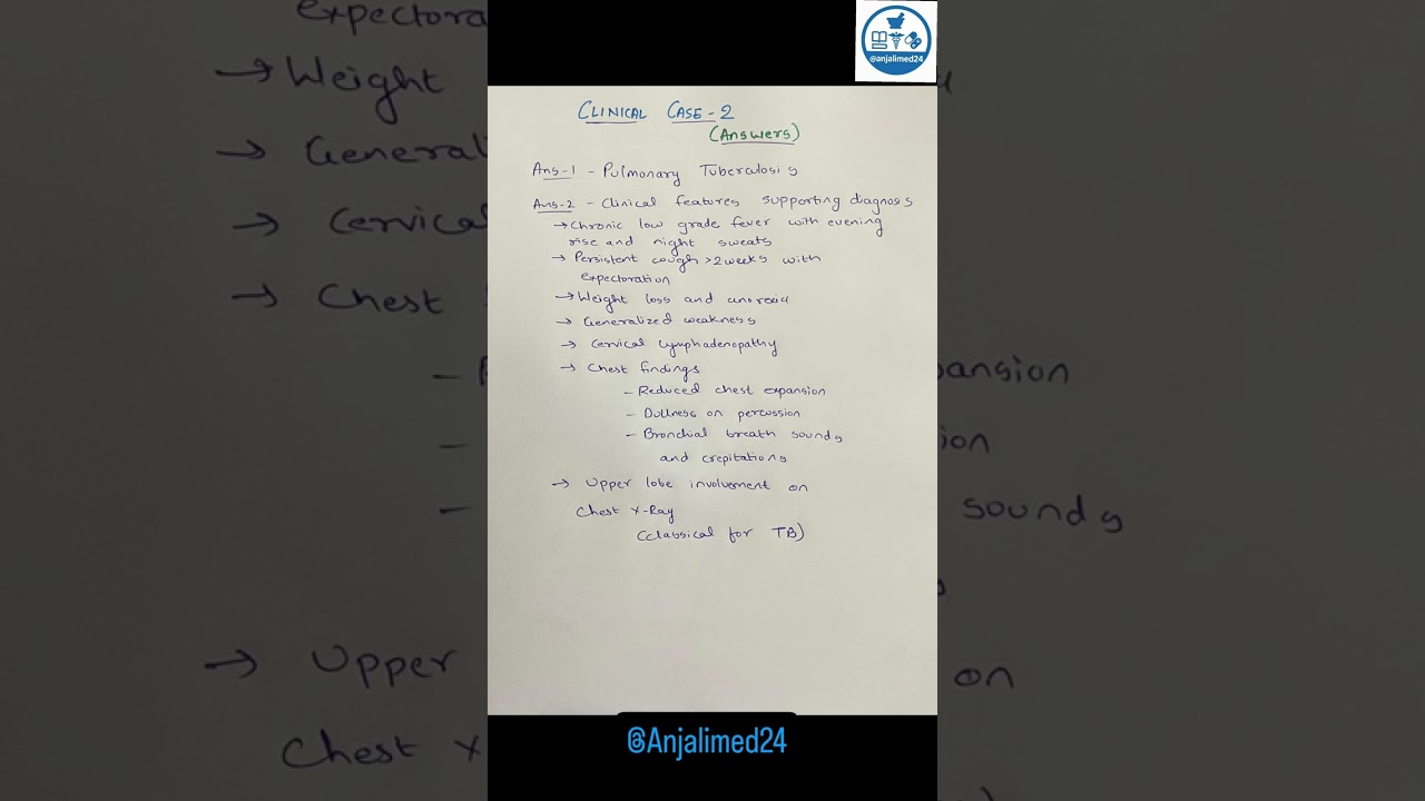 Answer Revealed – Clinical Case 2 🫁Classic presentation pointing towards Pulmonary Tuberculosis