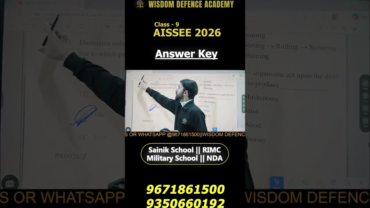 Class 9 AISSSEE 2026 Answer Key Explained in Detail | Sainik School Entrance Exam Analysis