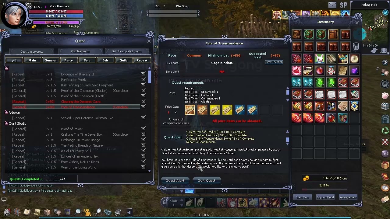QUEST TITLE 1K OBTAINED - ROHAN : THE VENGEANCE SEA EINHOREN SERVER MMORPG GAME