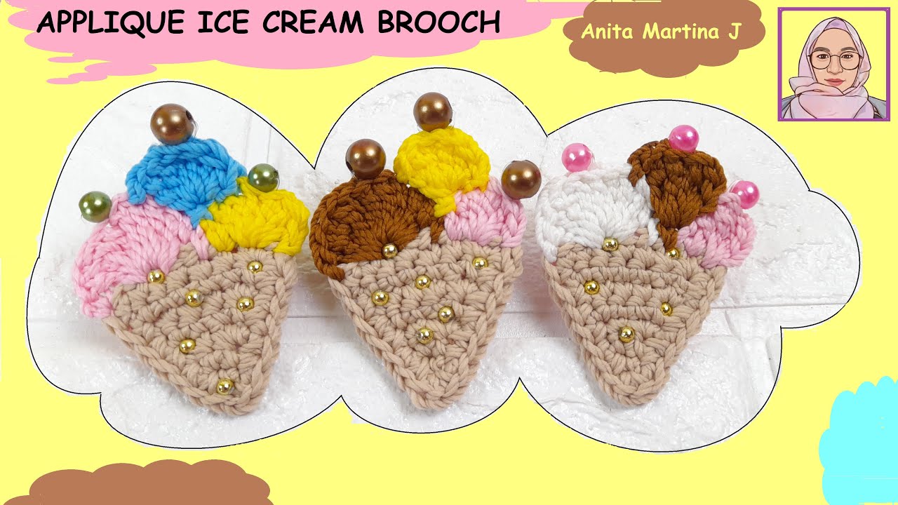 Ice Cream Crochet Tutorial║Cara Membuat Bros Bentuk Es Krim