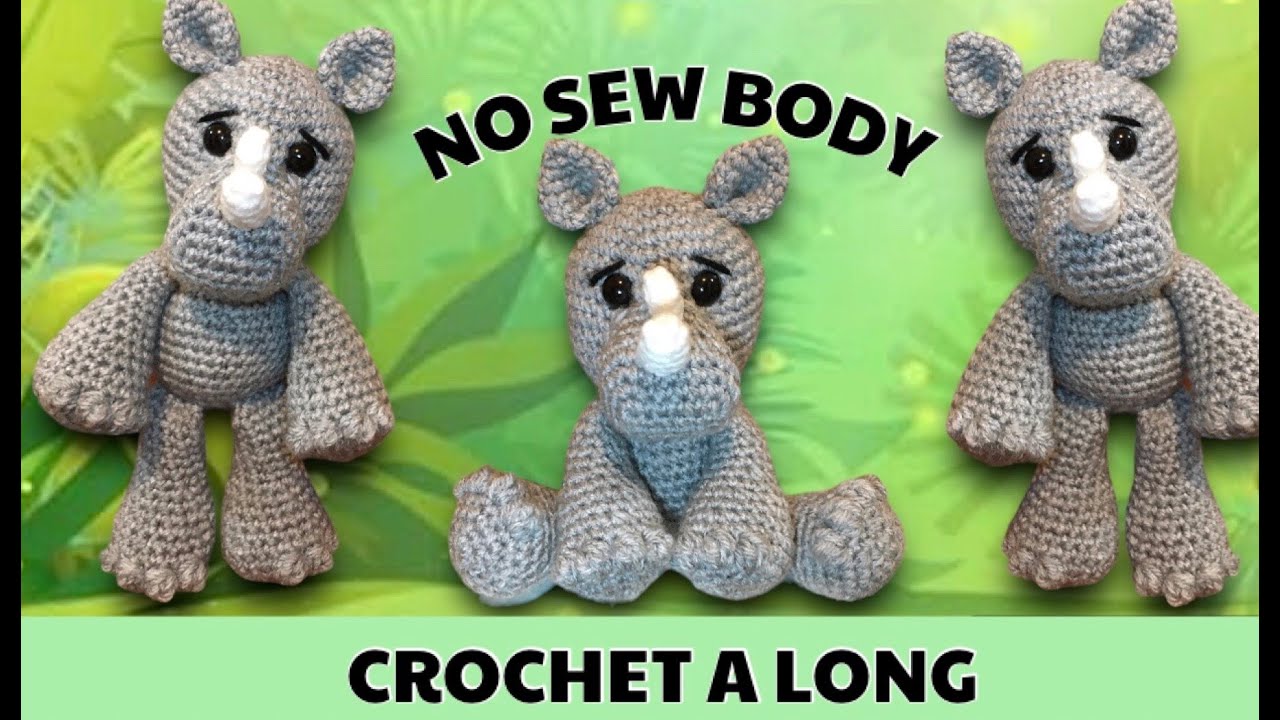 CROCHET RHINO - RHINOCEROS AMIGURUMI CROCHET A LONG