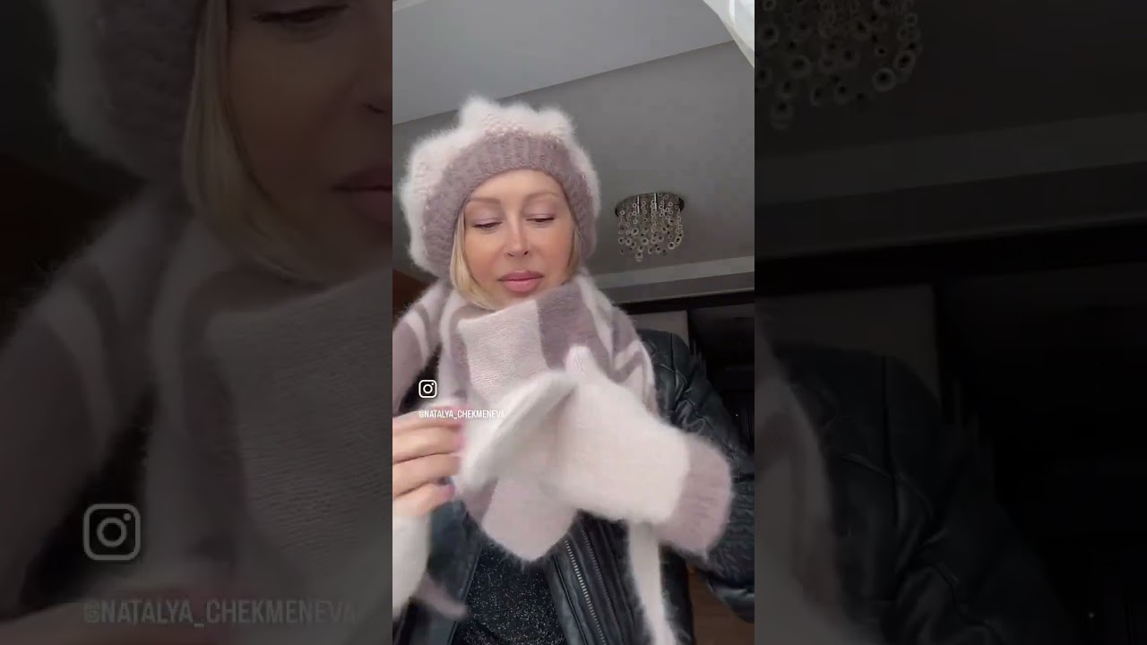 #берет #беретизангоры #бактус #полосатыйбактус #варежки  Берет связан узором рис