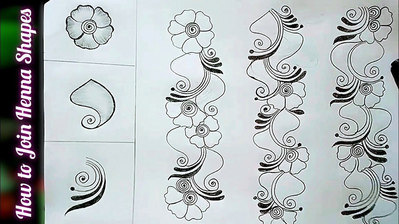 Mehndi Class #3 👉 l  How to Join basic henna shapes l Pencil Mehandi Practice for beginners