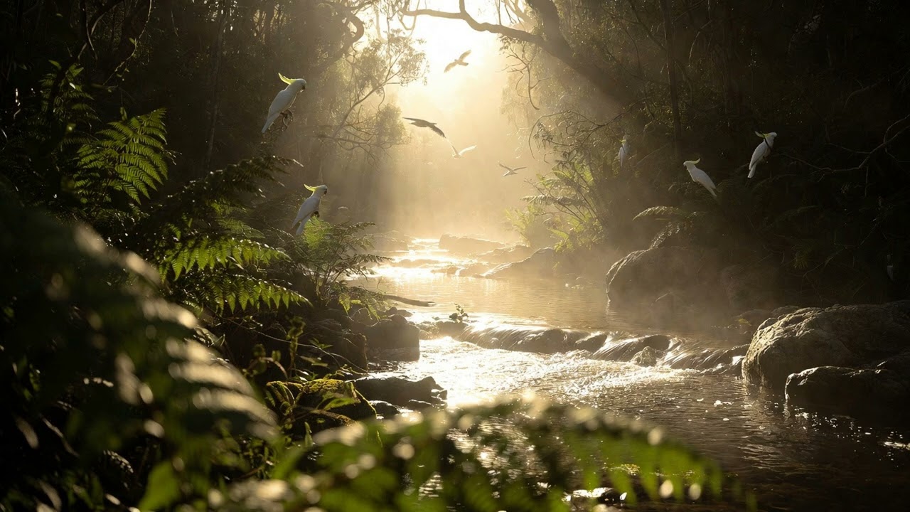 Forest Stream with Cockatoos • Ambient Focus Music & Birdsong for Deep Concentration (1hour)