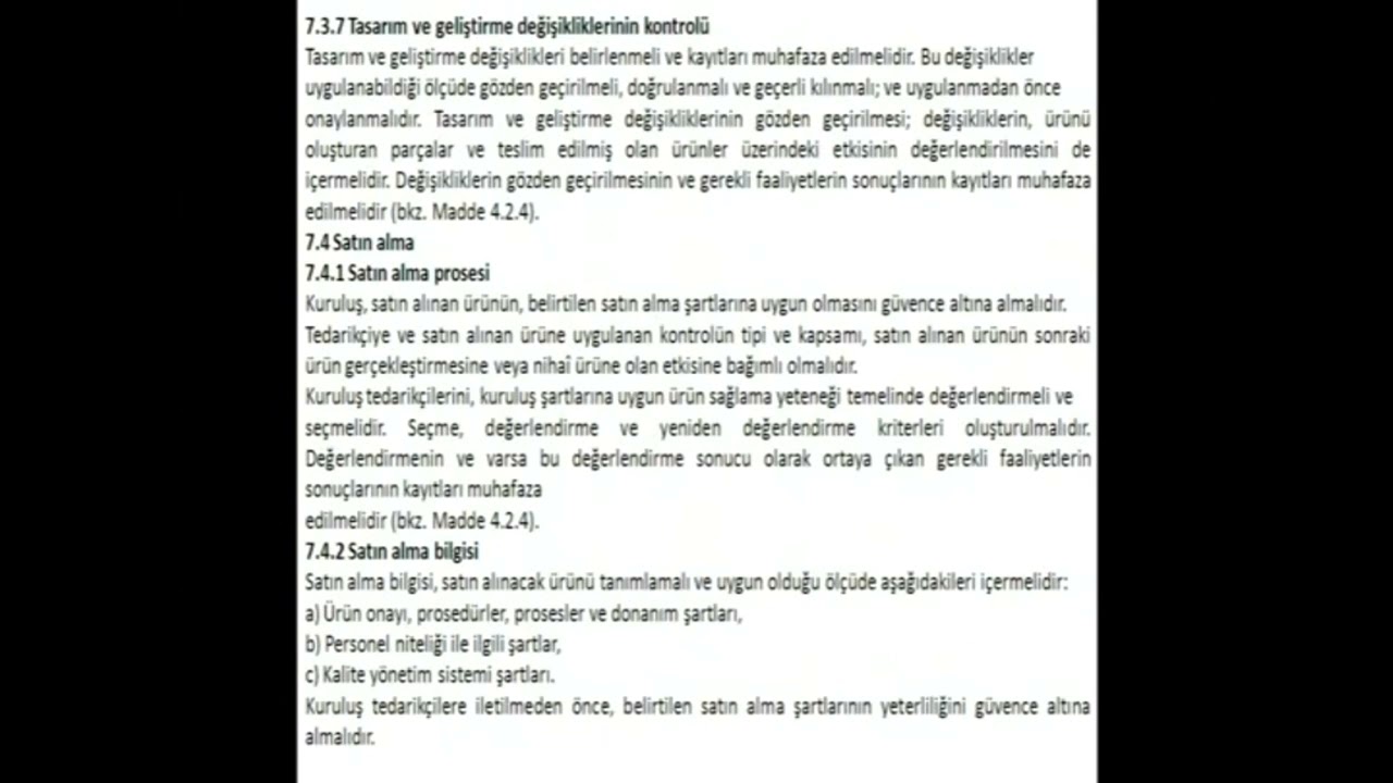 ISO 9001 satınalma ve tedarikçi değerlendirme, uygun olmayan ürünün kontrolü ve veri analizi