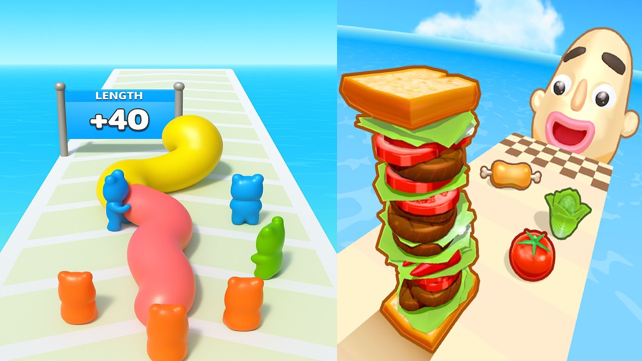 Sandwich Runner VS Gummy Worm Go! || Epic 🔥 Max Levels Unlocked | Full Gameplay Walkthrough #410