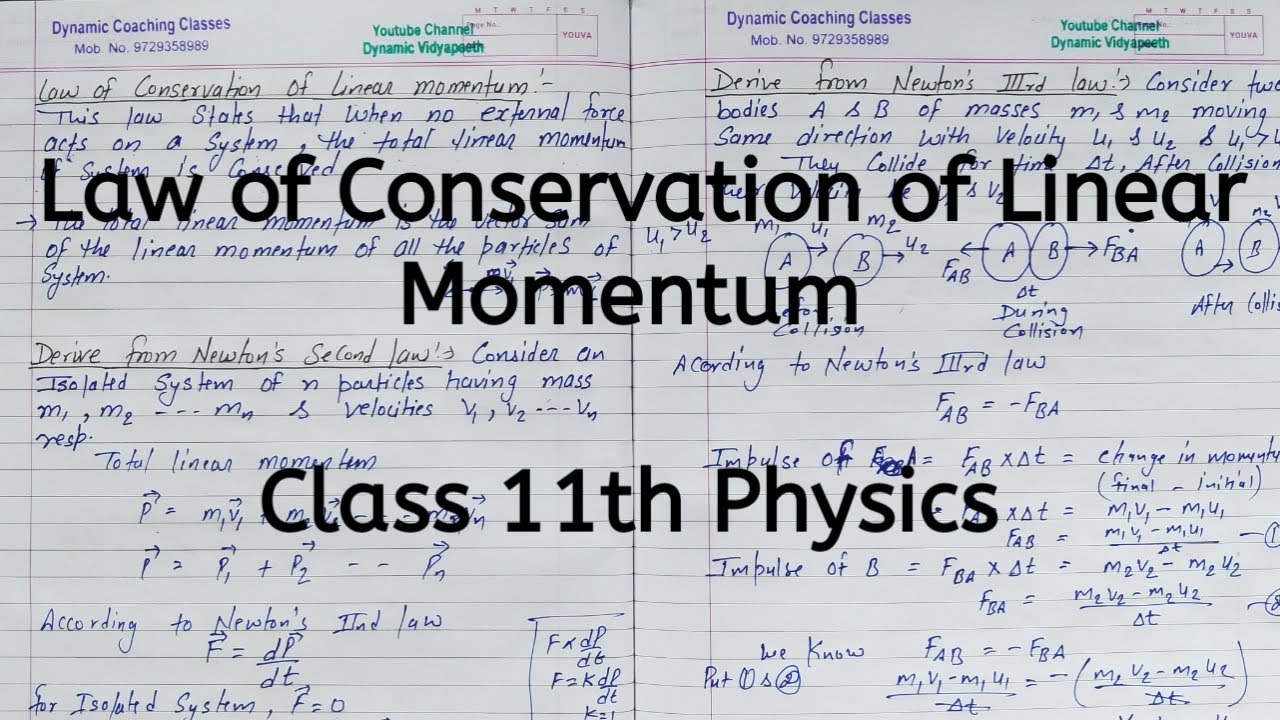 Law of Conservation of Linear Momentum | Chapter 4 | Laws of Motion | Class 11 Physics