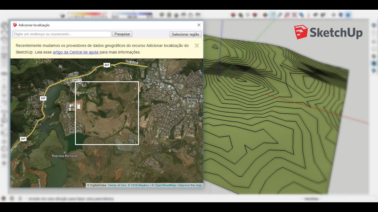 Como modelar terreno no Sketchup usando o Geolocalização