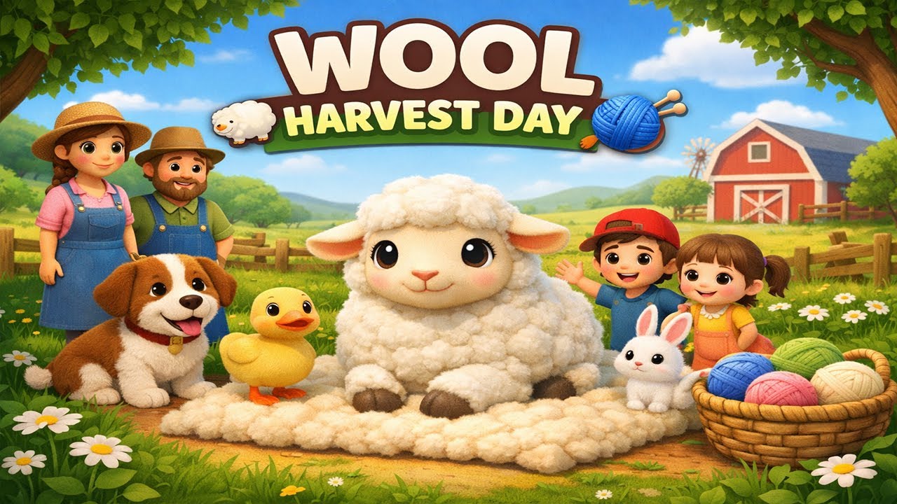 Sunny Farm Family: Wool Harvest Day 🐑🧶 | Gentle Farm Learning | Calm Farm Life