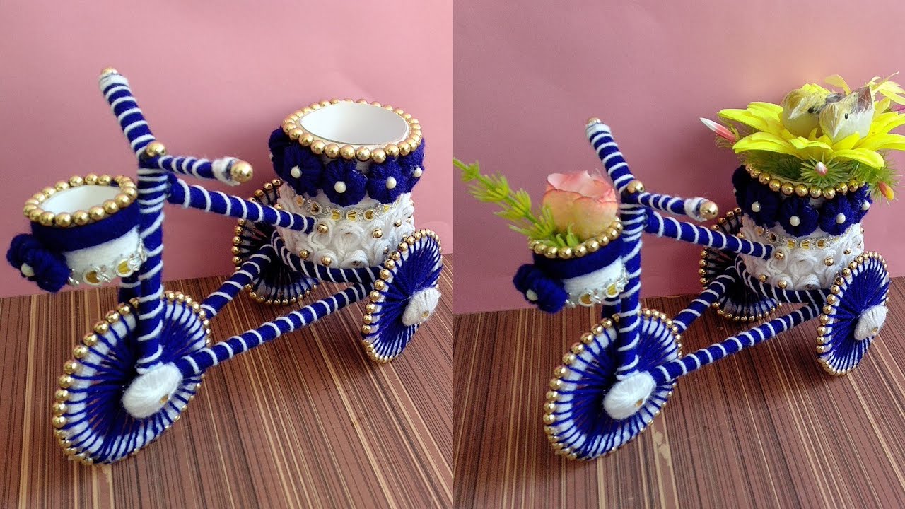 Diy Bicycle With Woolen and Bangles | Woolen Art and Craft | Best Out Of Waste | Reuse Craft Ideas