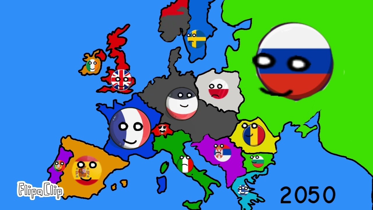 Future of Europe 2025-2100 with countryballs (best version)