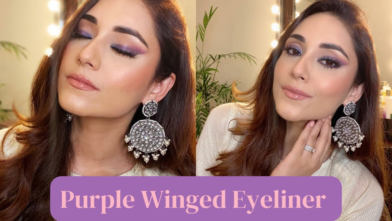 Purple smudged winged eyeliner 