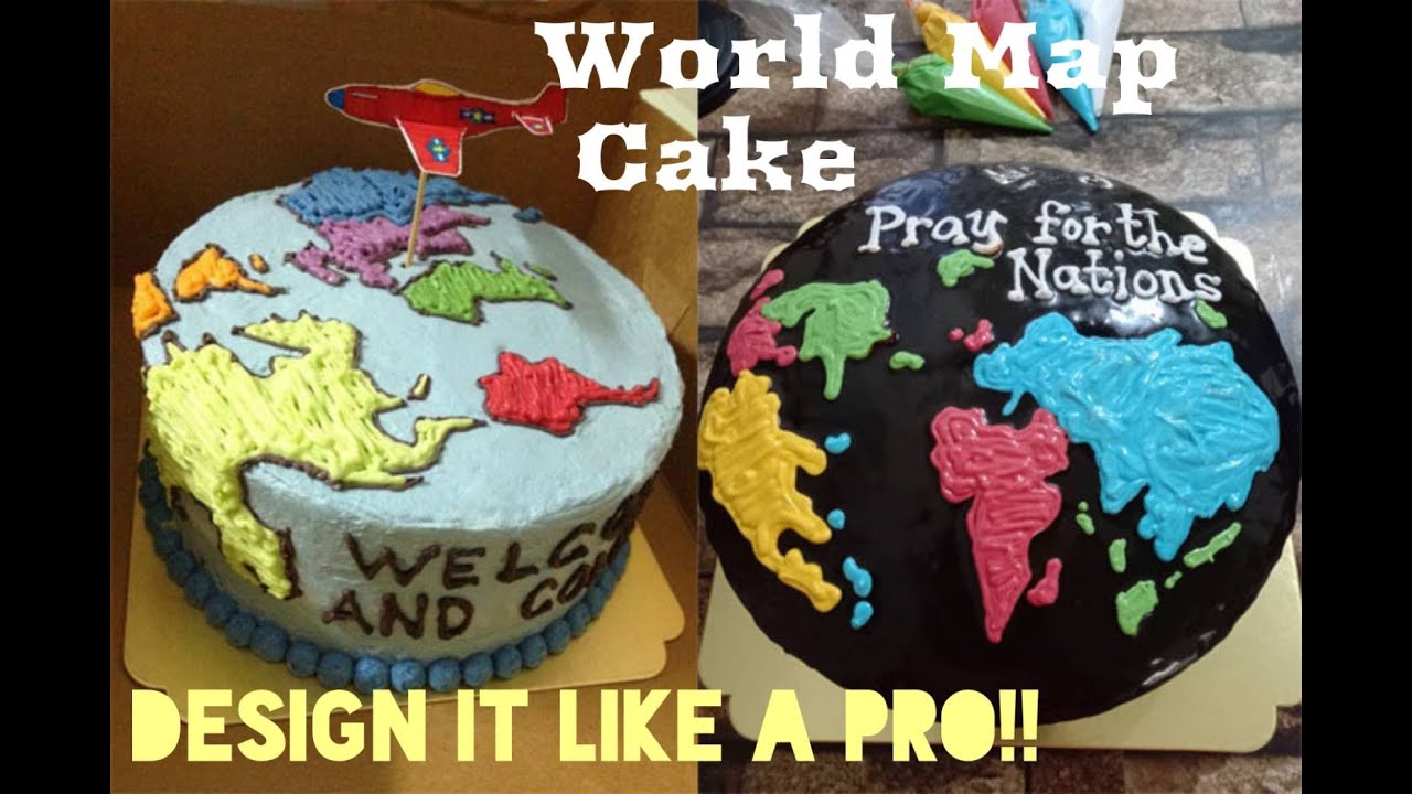 EASY World Map Cake Design & Decorating Idea - on Chocolate Moist Cake and Ganache