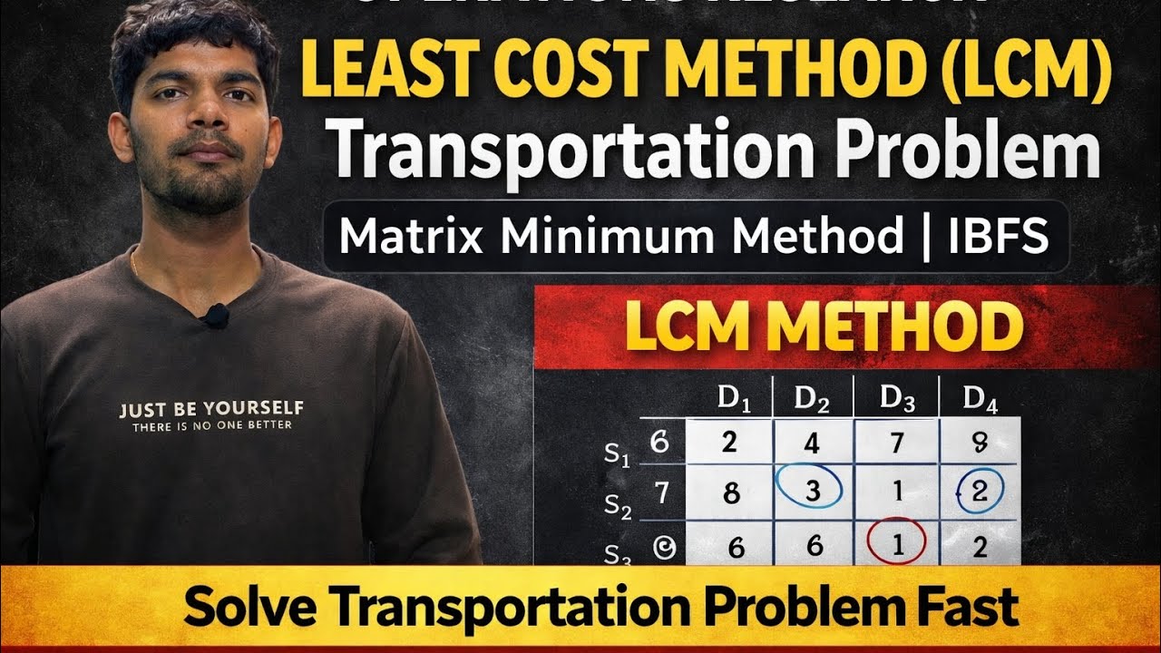Least Cost Method (LCM) | Matrix Minimum Method | Transportation Problem | Operations Research