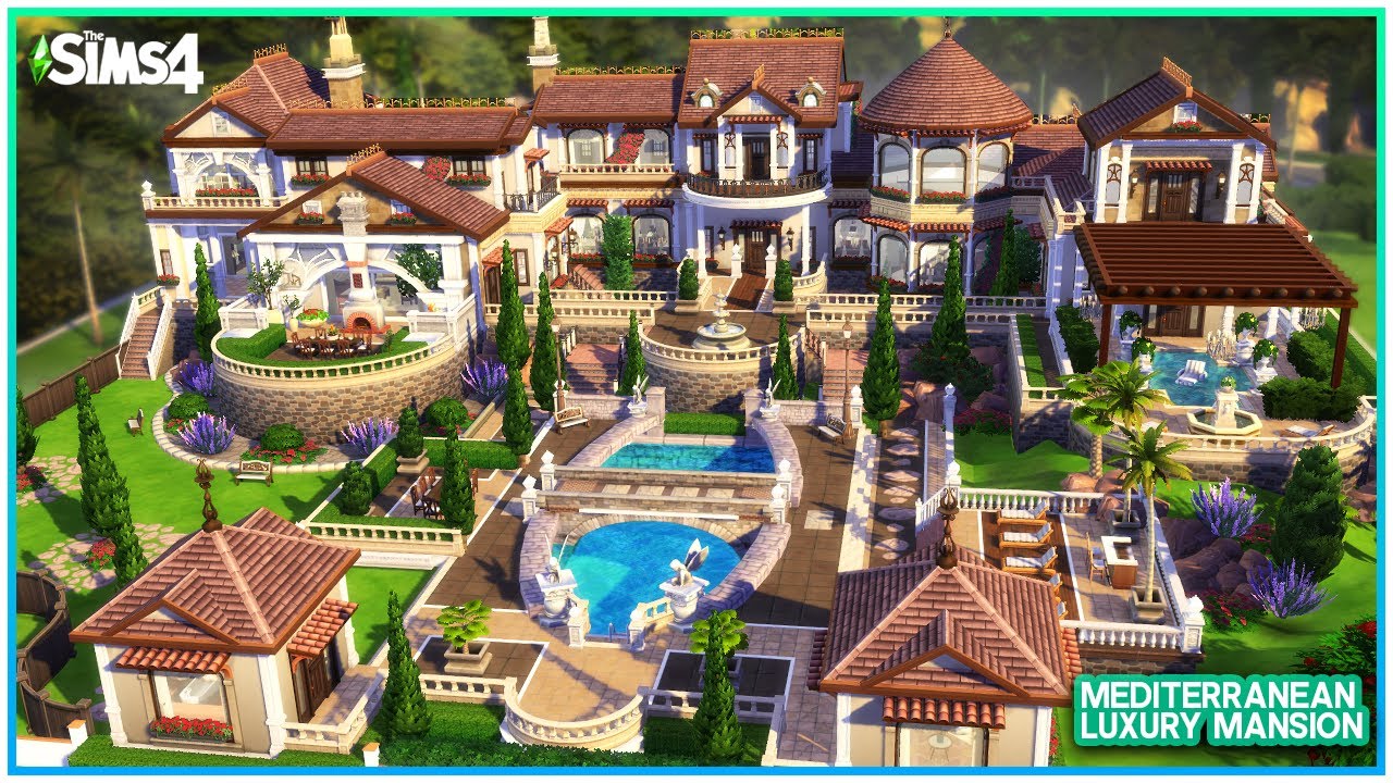 OVER THE TOP MEDITERRANEAN MANSION 🌞 [No CC]- Sims 4 Speed Build | Kate Emerald