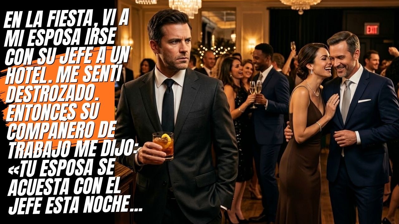 En la fiesta, mi esposa se fue con su jefe a un hotel. Luego su compañero de trabajo me dijo la....