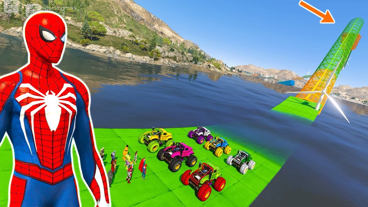 Off-road monster truck vs water road GTA 5 challenge