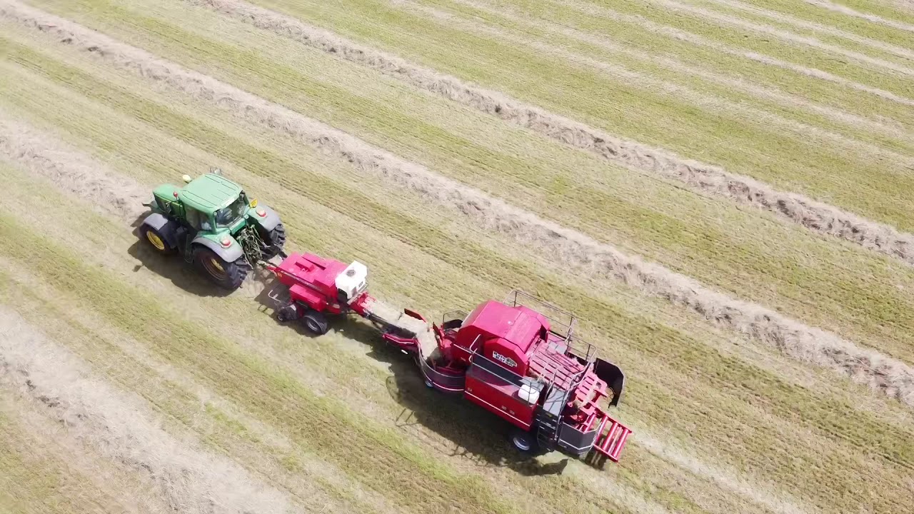 Hay making Rowing and Baling with Bale Baron 4240t/ Part 2