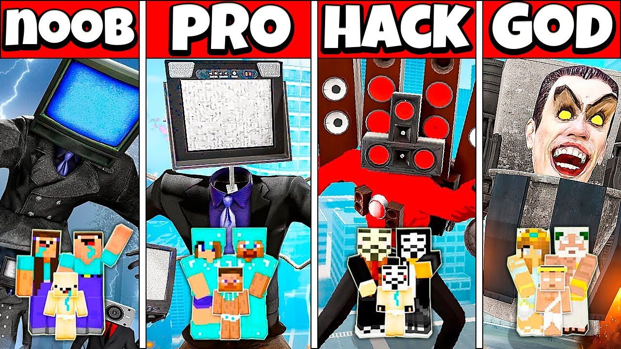 SKIBIDI TOILET CAMERAMAN BUILD CHALLENGE - NOOB vs PRO vs HACKER vs GOD Minecraft Animation