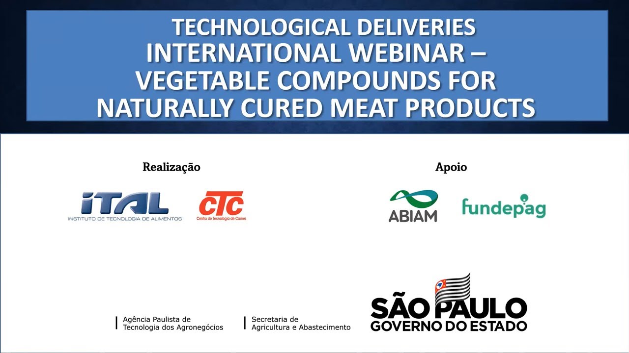 Webinar Internacional - Compostos vegetais como alternativas para a cura natural de produtos cárneos