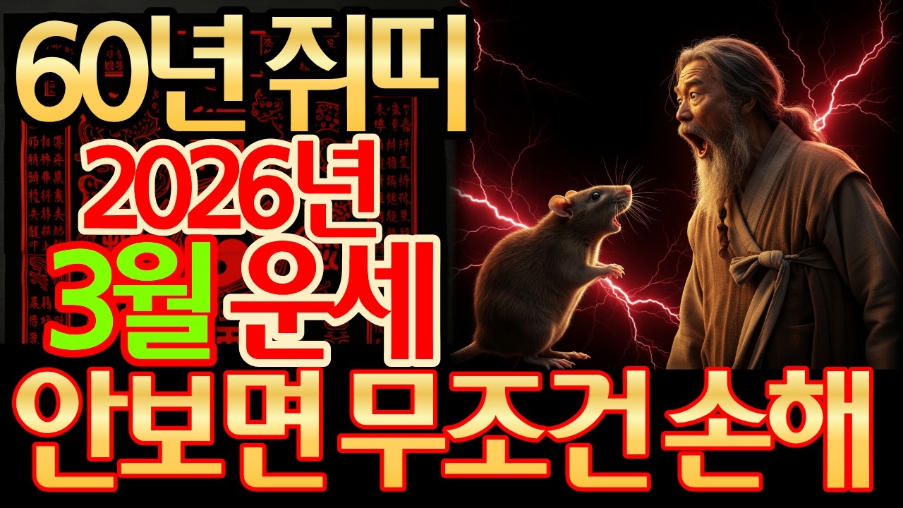 1960년 경자생 쥐띠, 2026년 丙午年 3월 상세 운세(재물운, 문서운, 건강운, 사업운, 직업운, 대인관계운, 애정운, 가정운, 띠궁합, 성씨궁합) 및 3월 행운 번호 공개