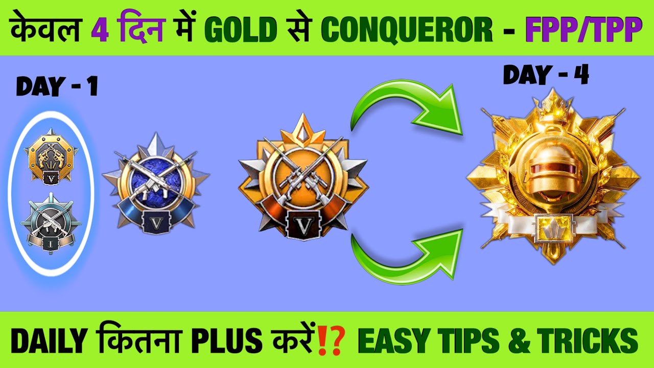 😱 BGMI Solo (FPP/TPP) Rank Push: Gold to Conqueror in 4 Days | Daily Plus Points Target Strategy