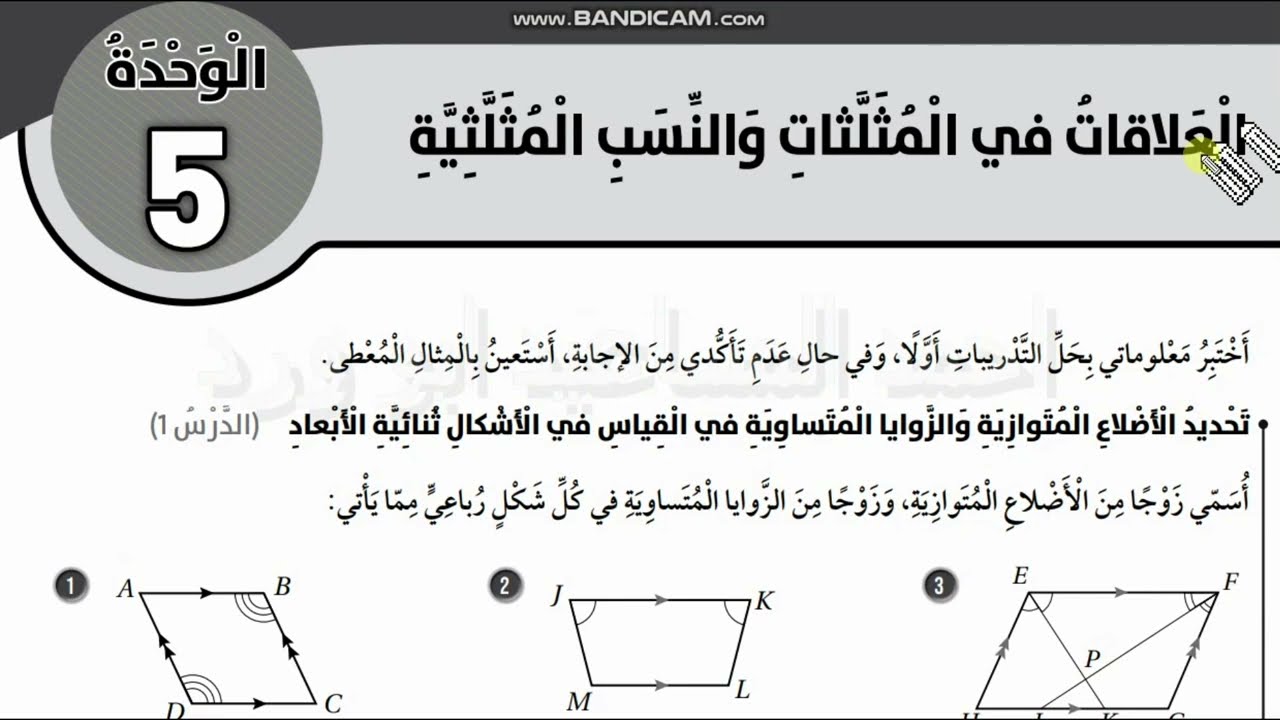 اوراق العمل الداعمة الوحدة 5 تاسع  العلاقات في المثلثات والنسب المثلثية فصل ثاني ابو ورد 2024-2025