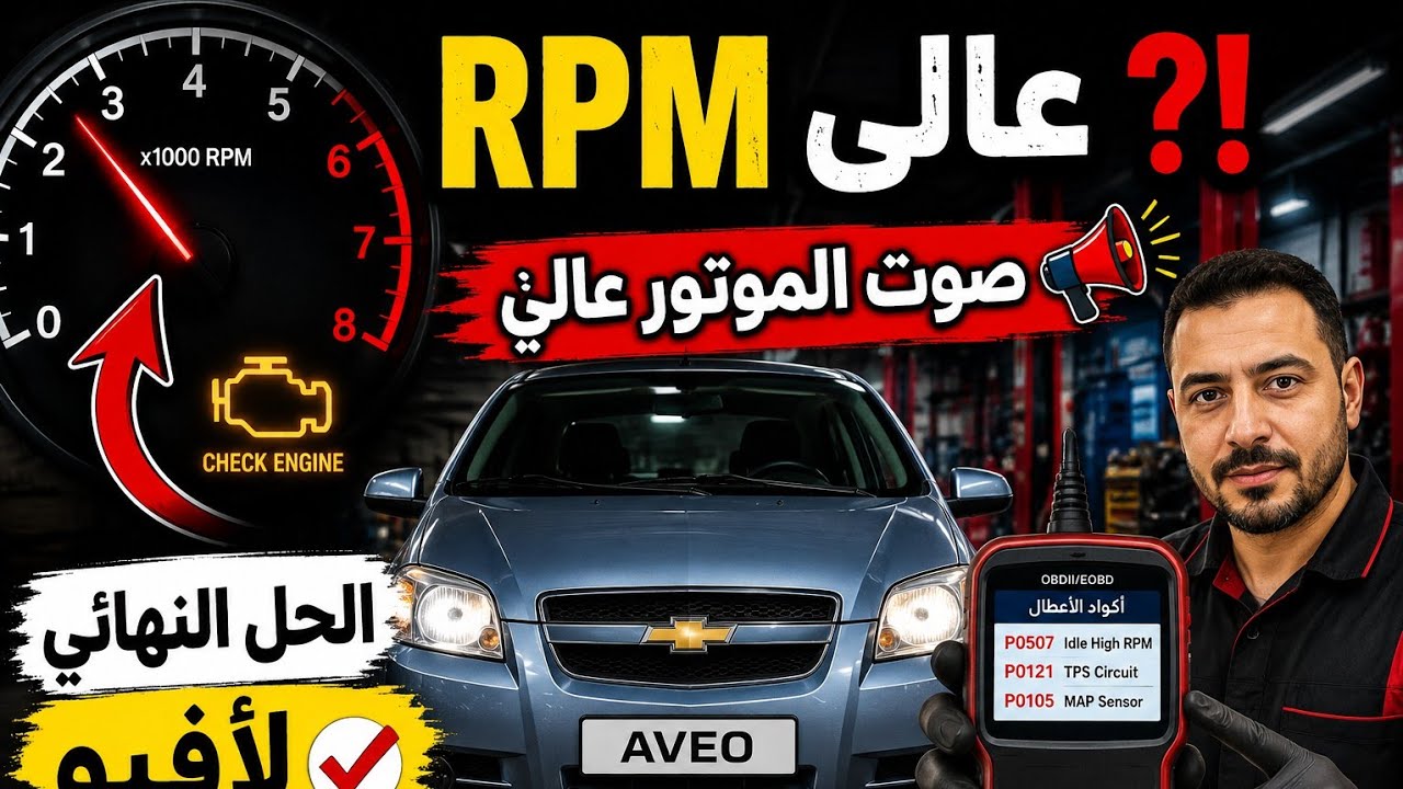 شيفروليه افيو حل مشكلة ارتفاع عداد  RPM وعلو صوت الموتور