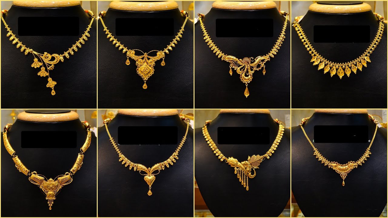 Latest Lightweight Gold Necklace Designs with weight & Price || Latest Gold Necklace designs #indhus