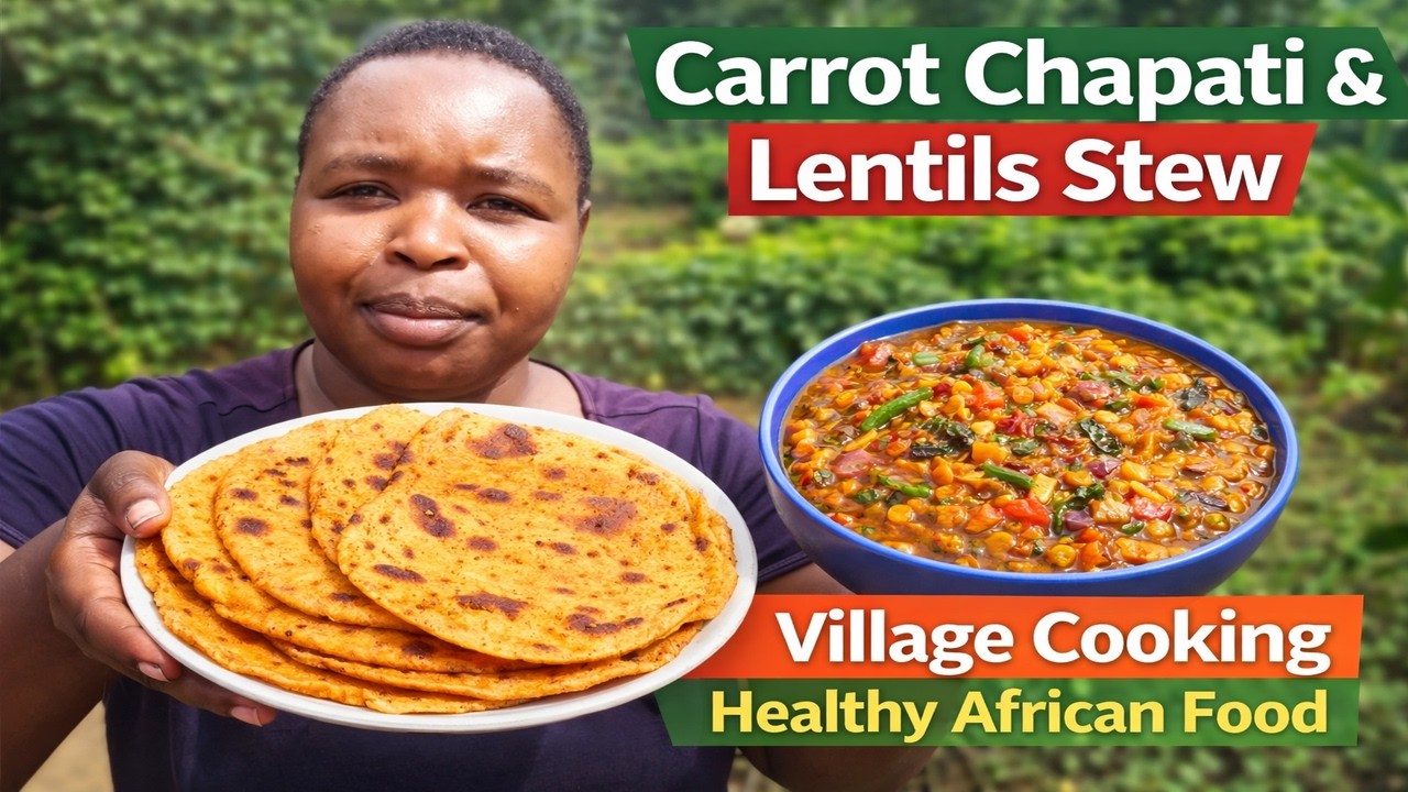 Village Cooking Carrot Chapati and Lentils Stew | Easy Healthy African Dinner Recipe