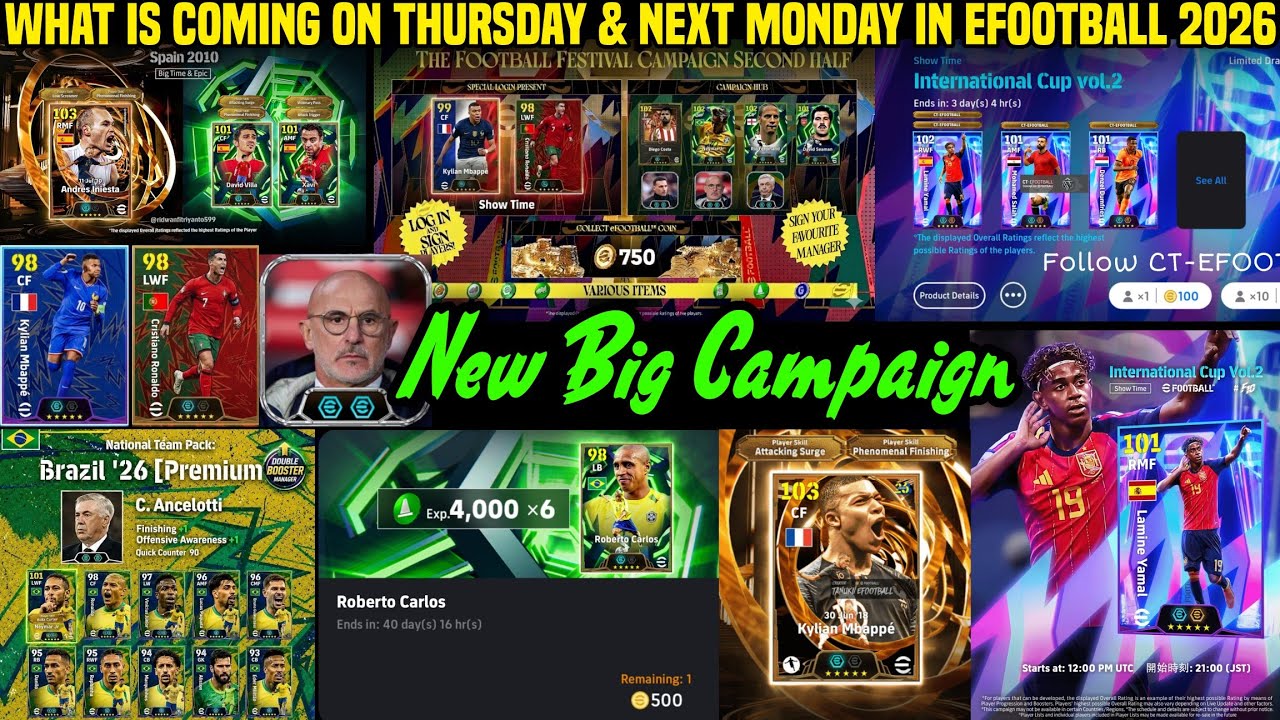 Big Campaign: What is coming on Thursday & Next Monday in eFootball 2026 &bull; Free 106 Epic & 900 Coins