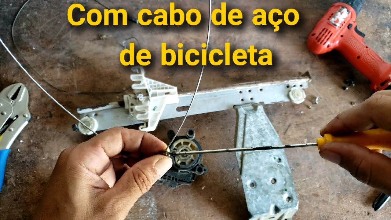como colocar cabo de aço de bicicleta na maquina de vidro de trás do c3