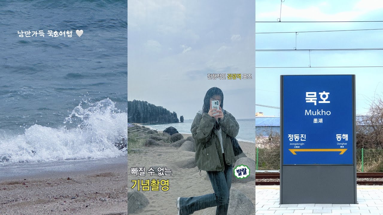 [ 여행 브이로그 ] 묵호는 낭만을 싣고 | 1박 2일 혼자 떠나는 뚜벅이 여행 | 동해바다 | 책방균형 | 콩키 | 뜻밖의 벚꽃 | 호텔카라멜 | 해랑전망대 | 한섬해변