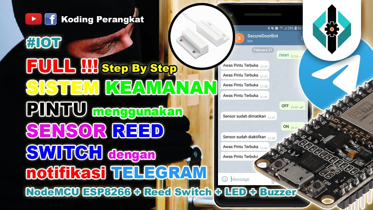 FULL !!! Sistem Keamanan Pintu Menggunakan Sensor Reed Switch dengan Notifikasi Telegram