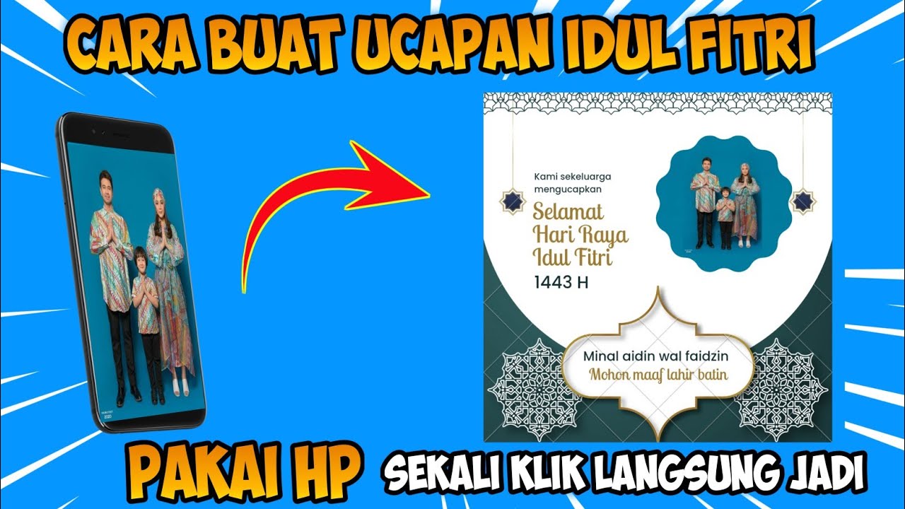 SEKALI KLIK JADI !!! Begini cara membuat kartu ucapan IDUL FITRI TANPA NGEDIT