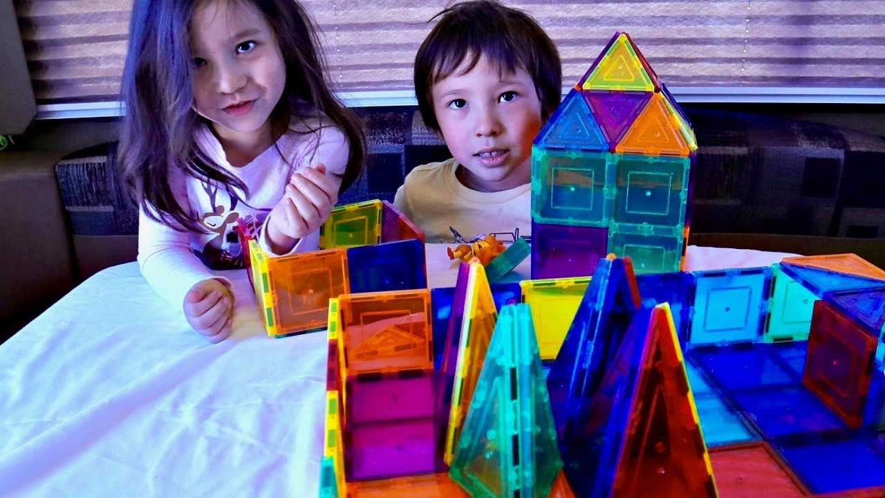 Playing with Magnetic Blocks for Children and Toddlers