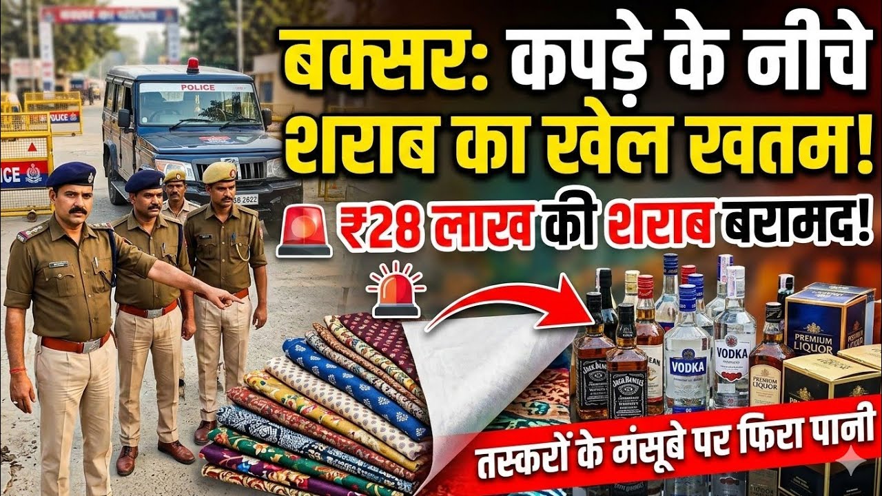बिहार में तस्करी का नया तरीका! ट्रक में ऊपर कपड़ा और नीचे 28 लाख की शराब | Buxar Police