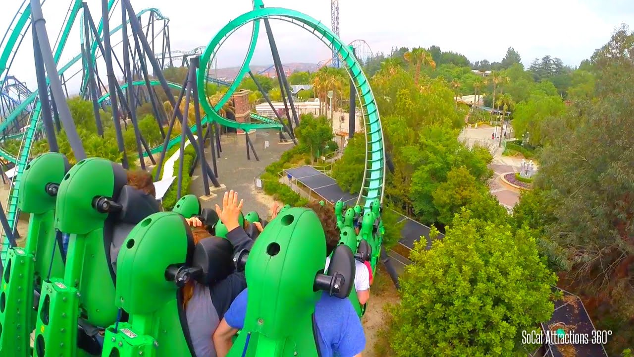 Stand-Up Roller Coaster - The Riddler's Revenge (HD POV) - Six Flags Magic Mountain