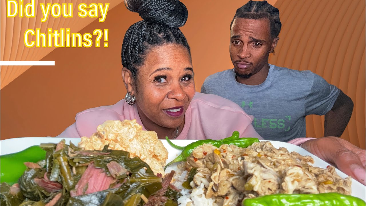 Southern Comfort Feast: Chitterlings, Potato Salad, & Collard Greens Delight! #foodie #mukbang
