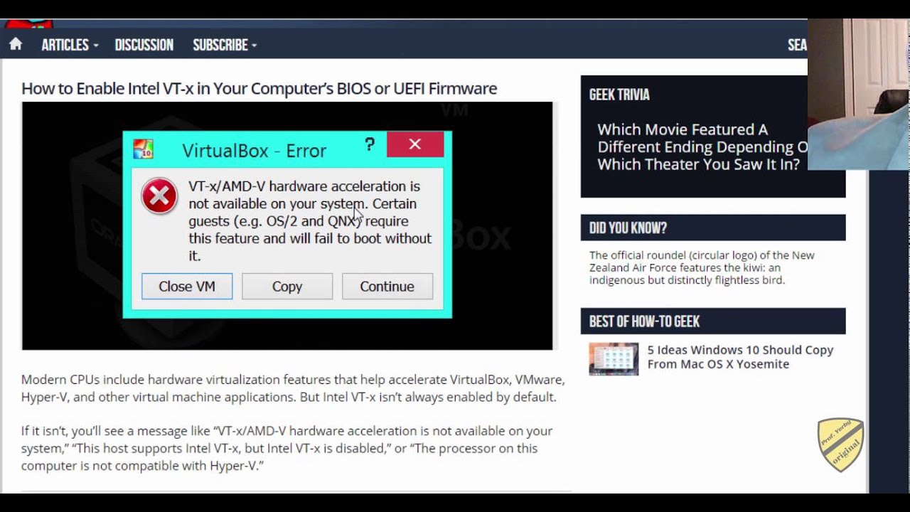 VTx VmWare or Virtualbox