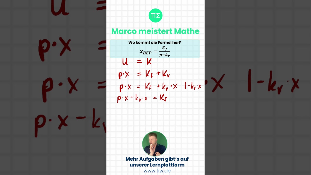 Break-Even Berechnung f&uuml;r Industriemeister (Marco meistert Mathe)