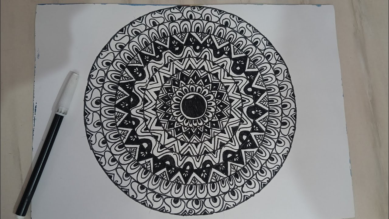 Mandala art step by step drawing 