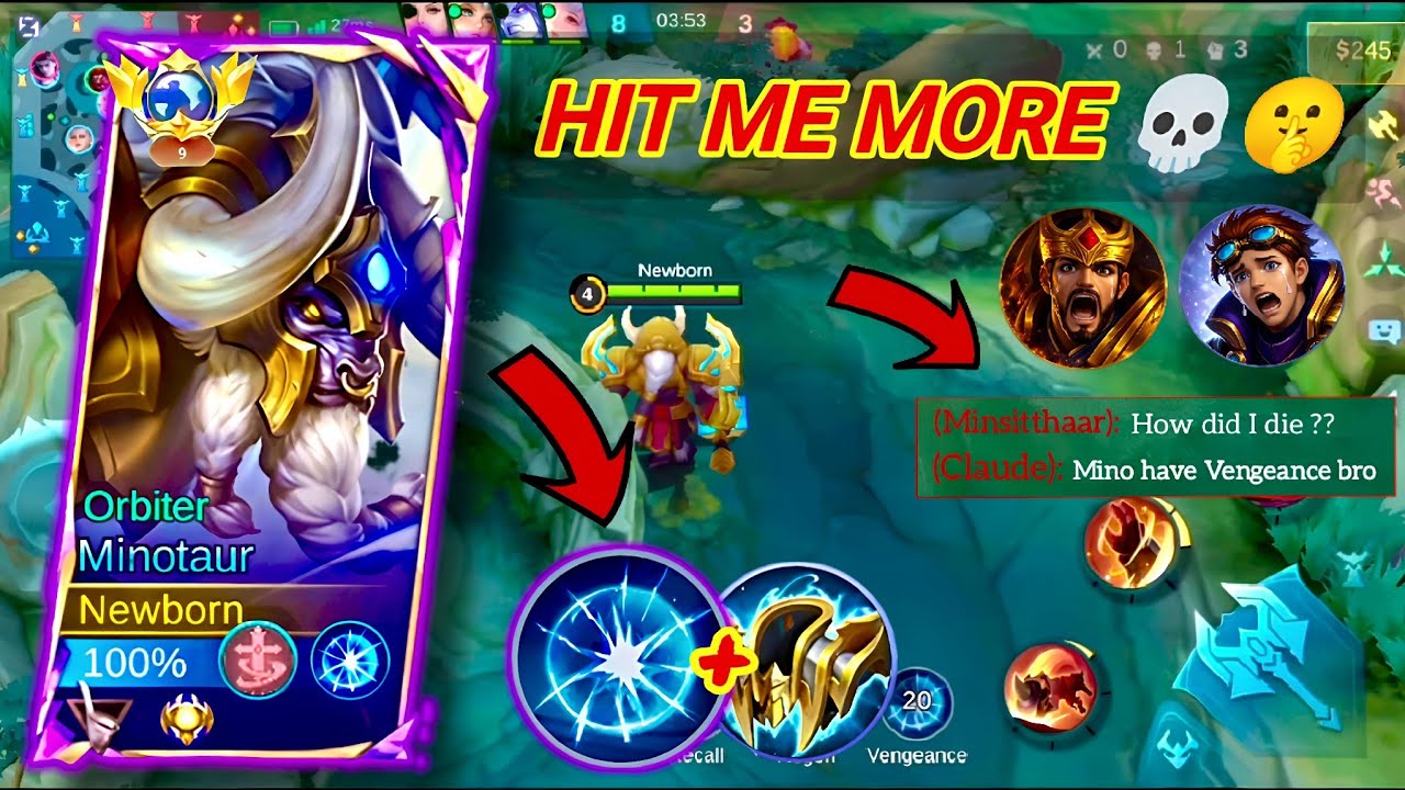 VENGEANCE MINOTAUR IS ABSOLUTELY BROKEN 🤫| Minsitthar & Claude instant REGRET 🤕 | MLBB