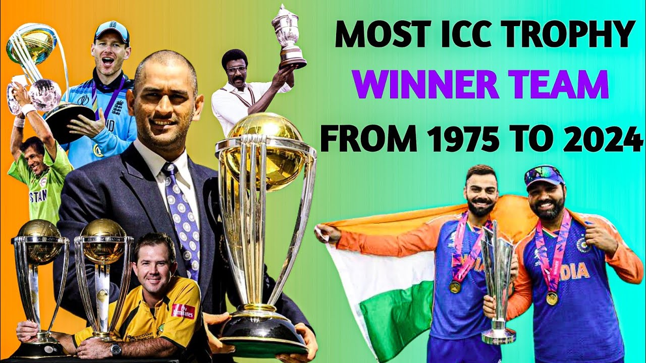 सबसे ज्यादा आईसीसी ट्रॉफी किसने जीती है | MOST ICC TROPHY WINNERS TEAM LIST FROM 1975 TO 2024