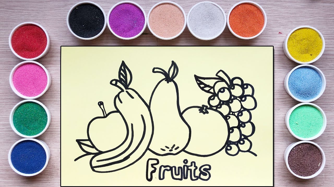 TÔ MÀU TRANH CÁT TRÁI CÂY HOA QUẢ - Fruits sand painting toys - Đồ chơi trẻ em Chim Xinh